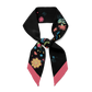 Veronica - black silk twill hair scarf with bright colour florals.