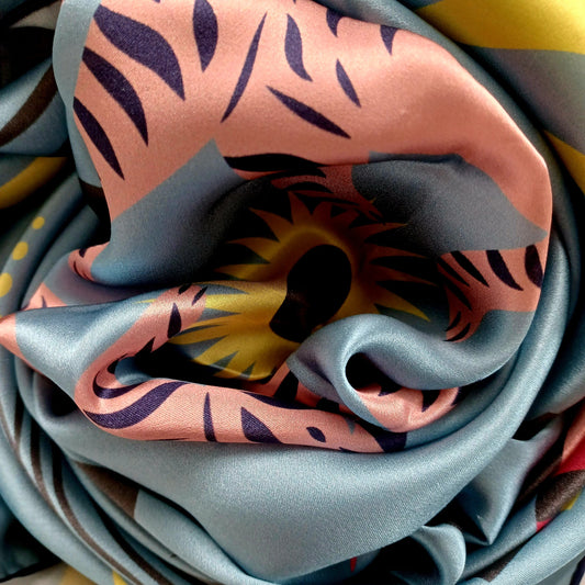 Anais Tiger Stripes Inspired Silk Scarf scrunched up close