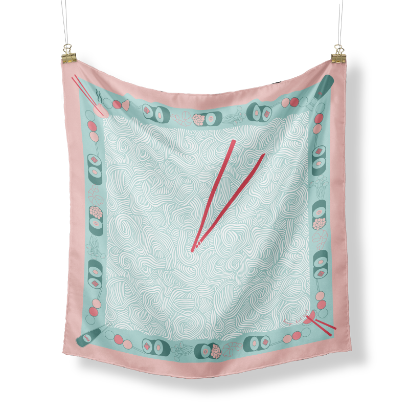 Mai Japanese cuisine inspired design with mint green and pinks