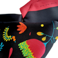 Veronica - black silk twill hair scarf with bright colour florals (up close)