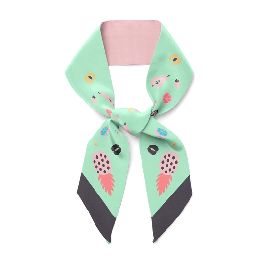 Emily pastel coloured fruit salad silk twill hair scarf