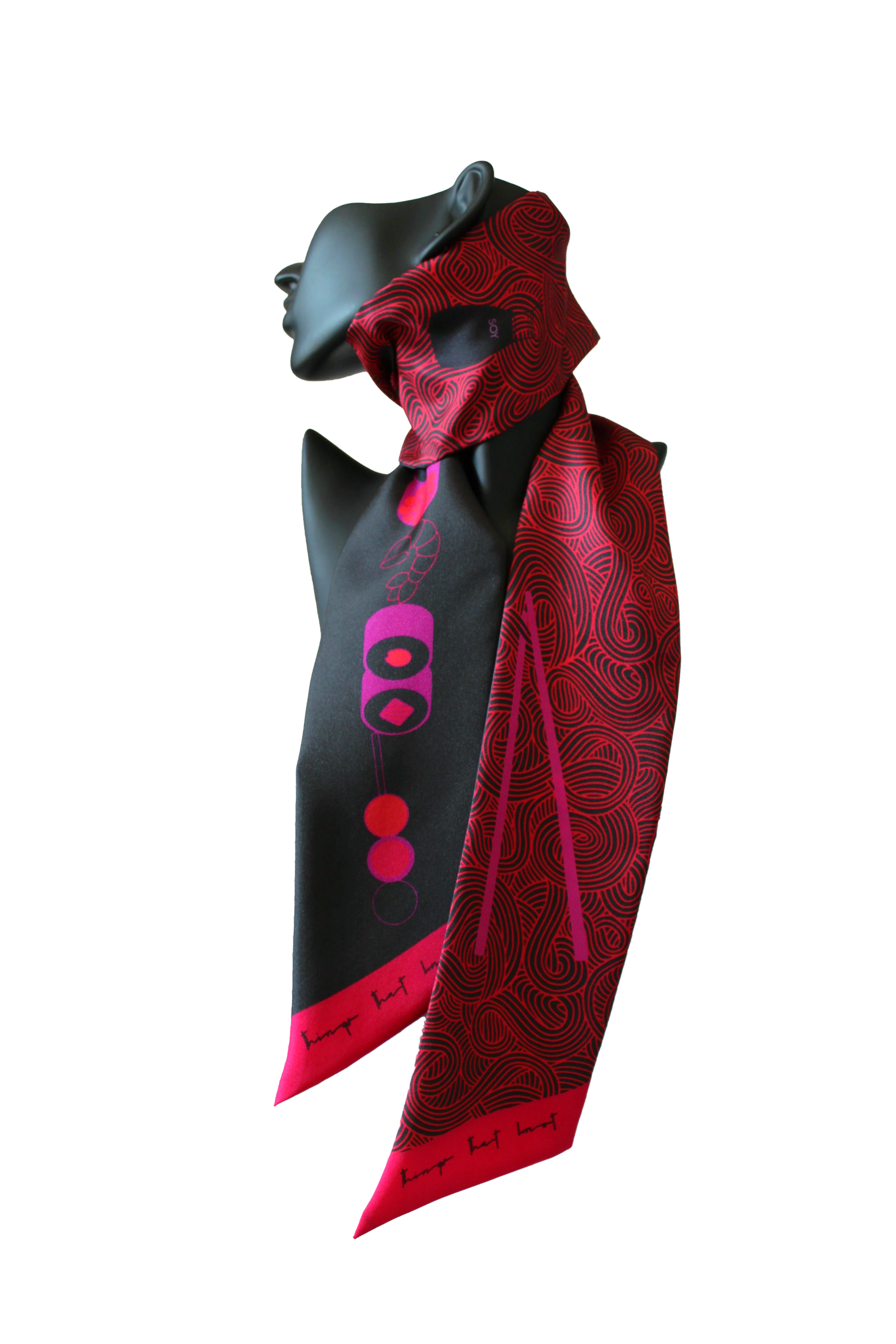 Mai (Cerise) Skinny Long Scarf (Excess Stock Sale)