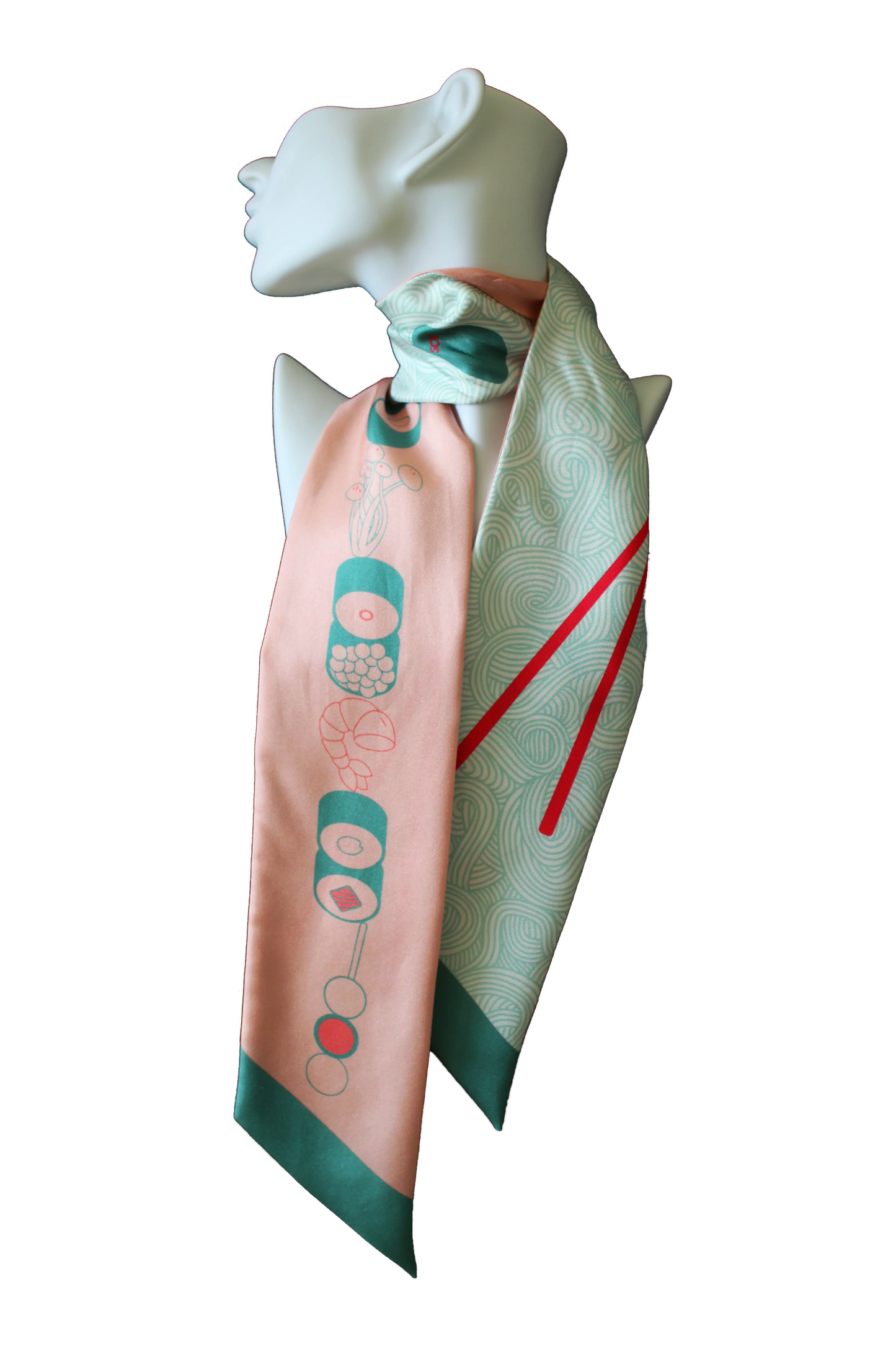 Mai (Mint) Skinny Long Scarf (Excess Stock Sale)