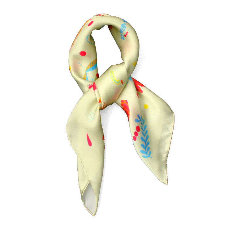 Veronica Yellow Bright Floral Silk Scarf