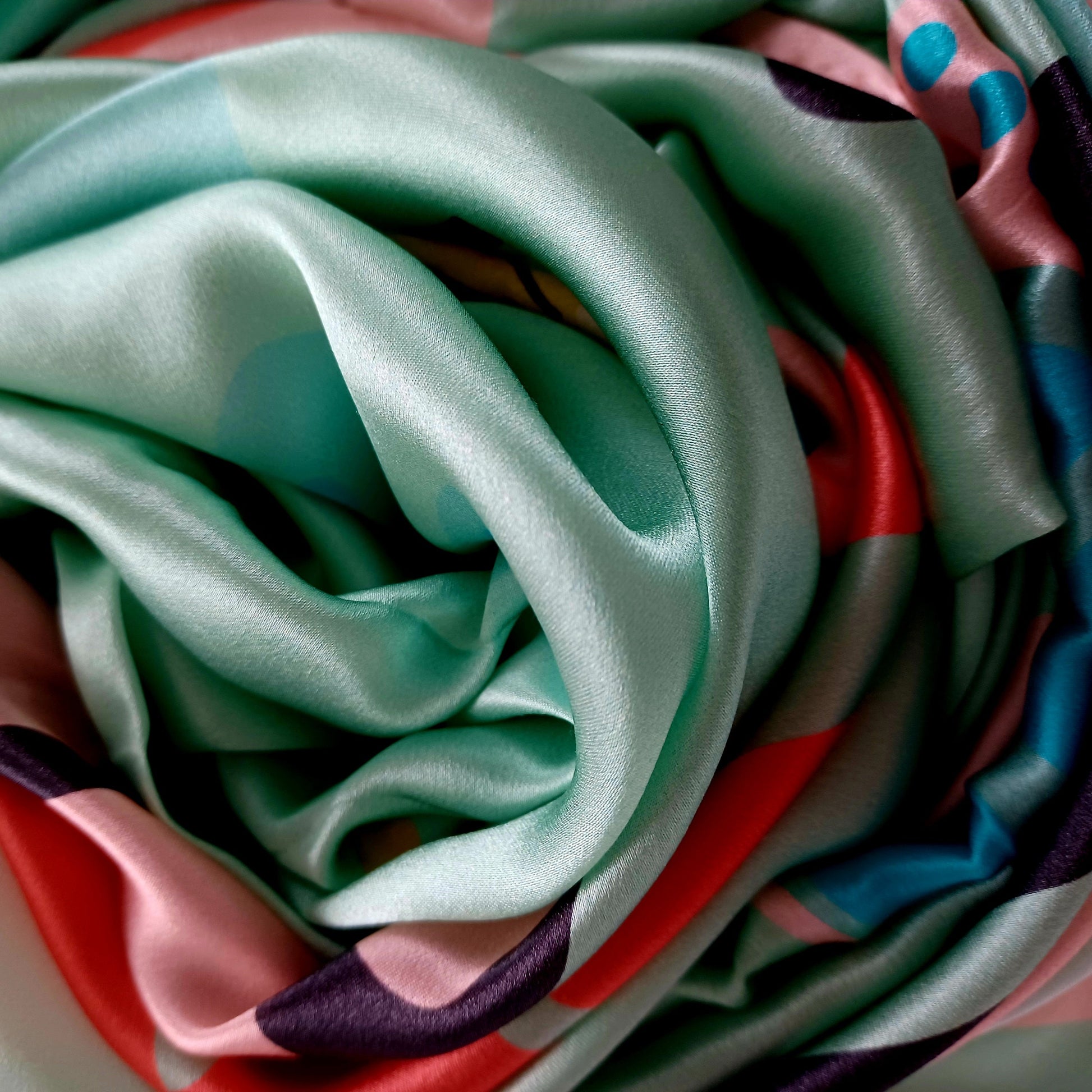 Emily Pastel Colours Fruit Salad Square Silk Scarf up close