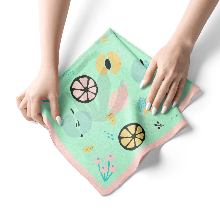 Emily Pastel Colours Fruit Salad Square Silk Scarf (bandana)