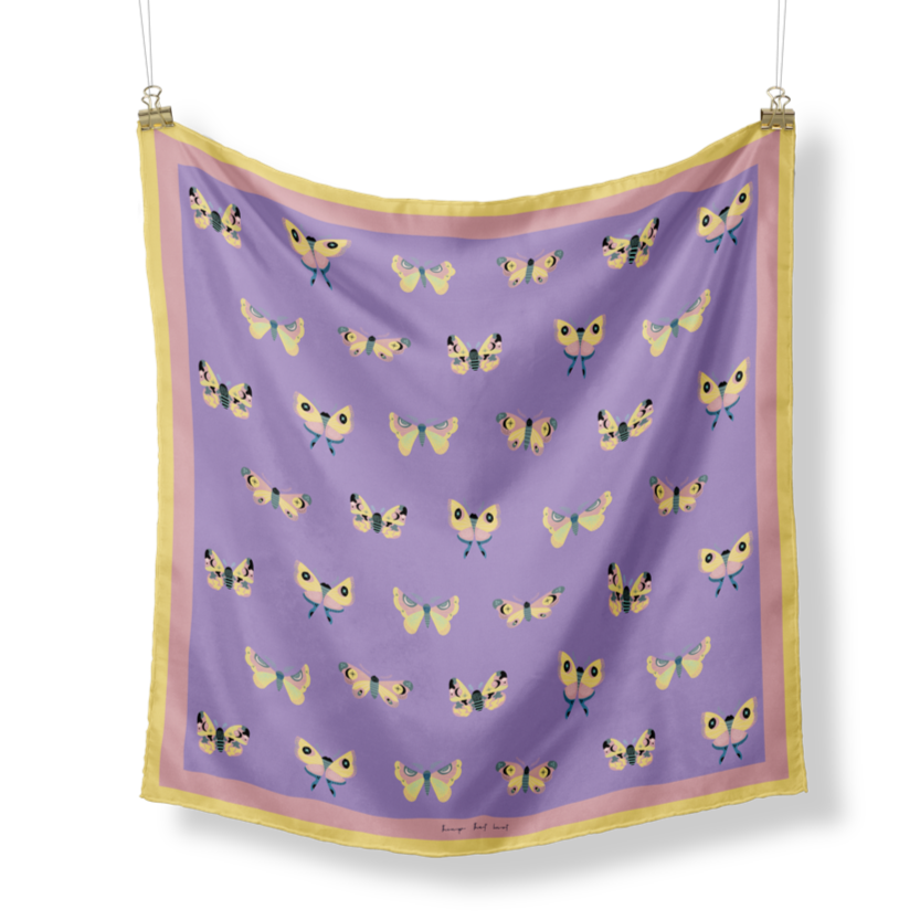 Lily purple, pink and yellow pastels moth design