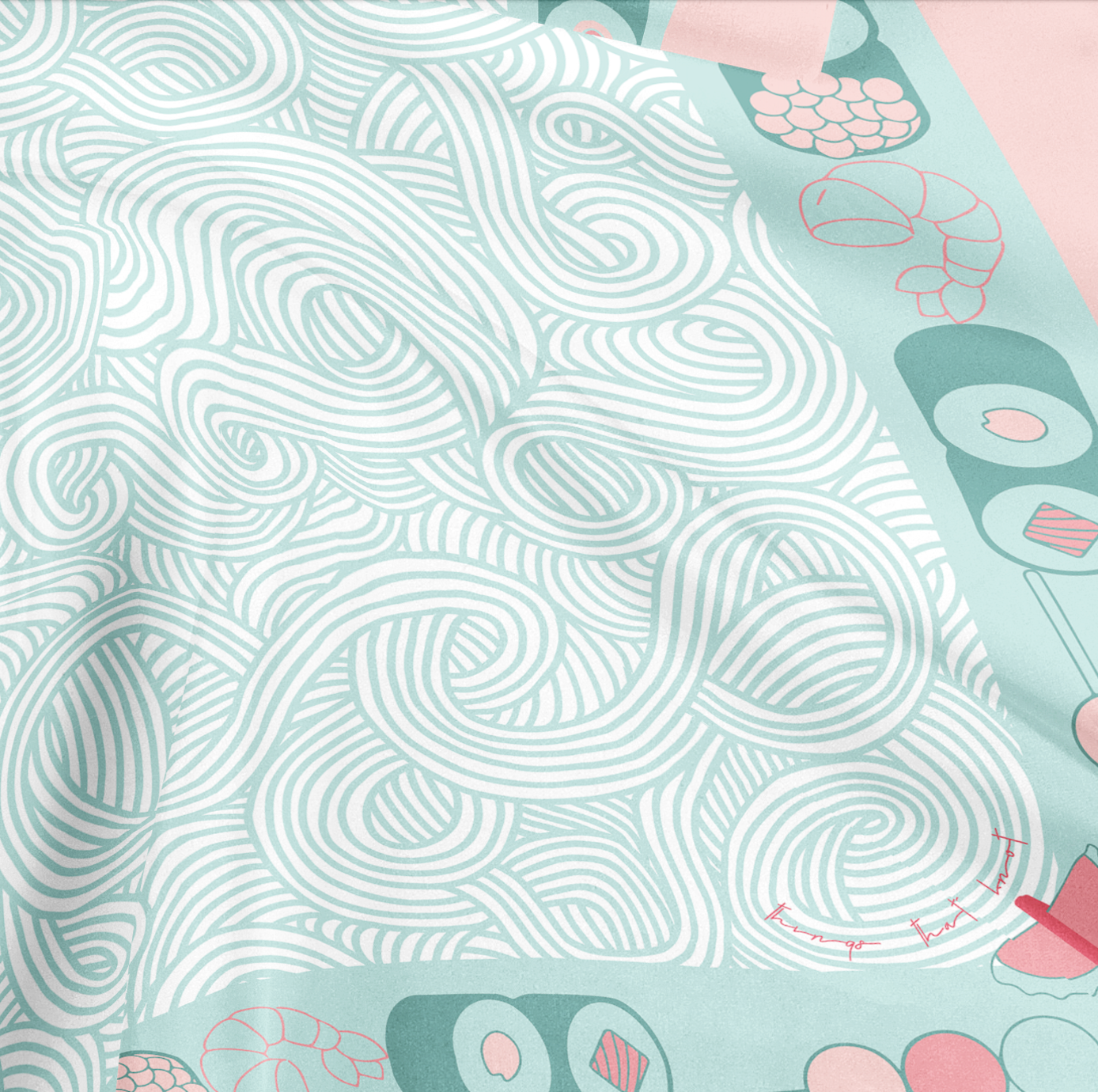 Mai Japanese cuisine inspired design with mint green and pinks